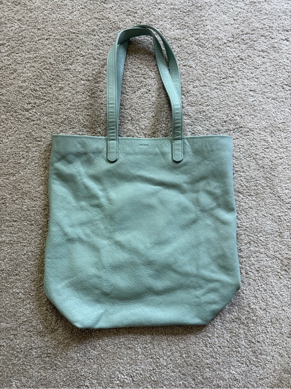 BAGGU Mint Green Leather Tote